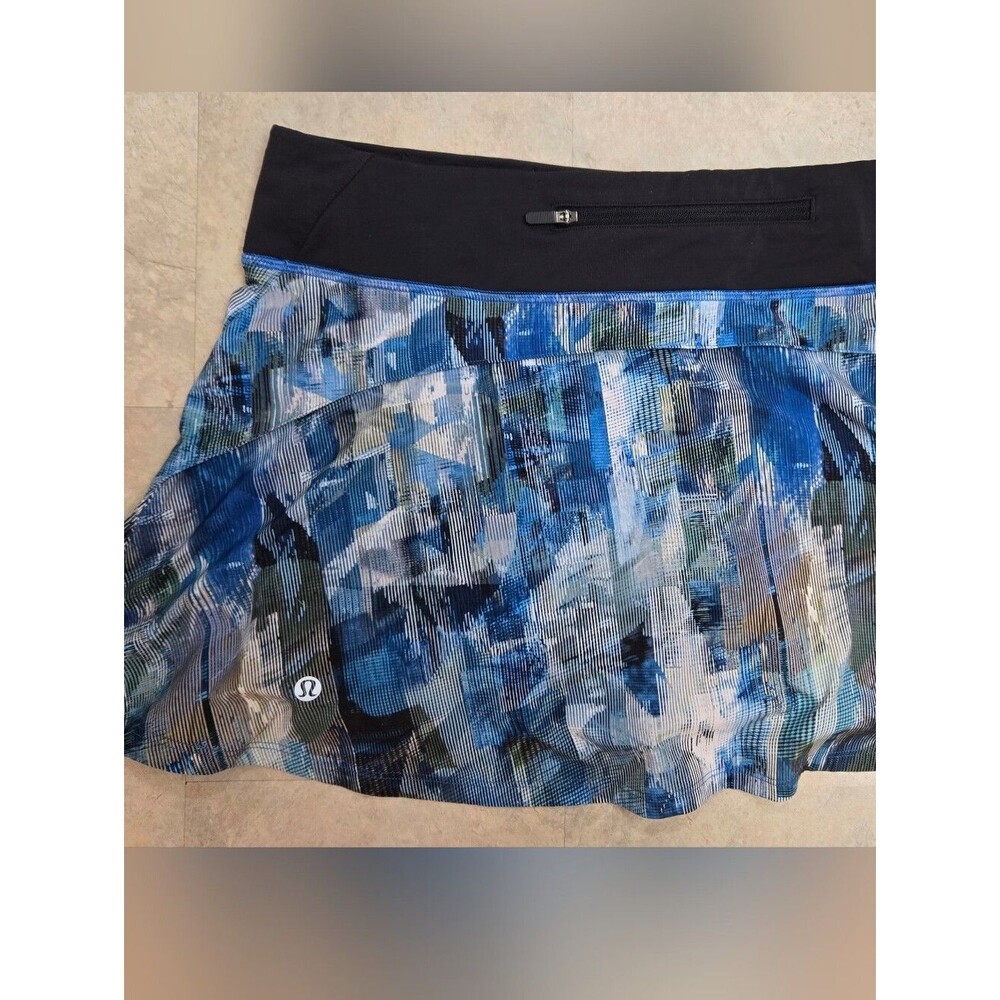 Lululemon Pace Rival Sun Dazed Blue Multi Pleated Athletic Skort Size XL